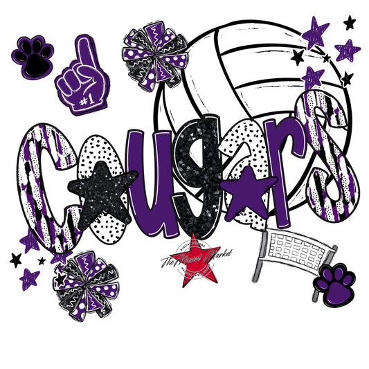 Cougars Volleyball Scrape-Purple