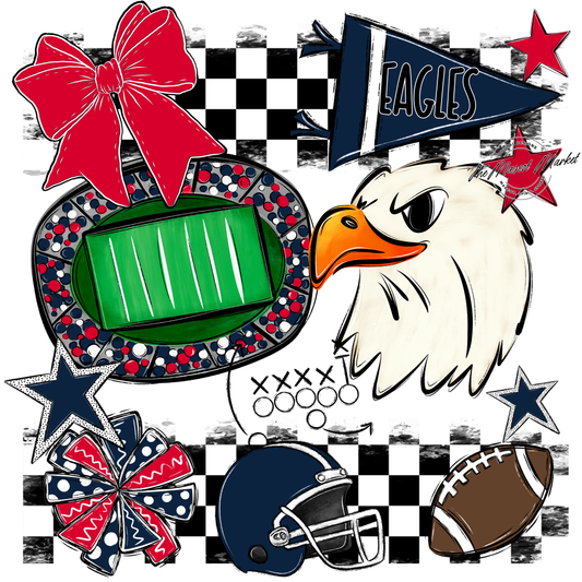 Eagles Checkers Mascot Spirit Design-Navy-Red