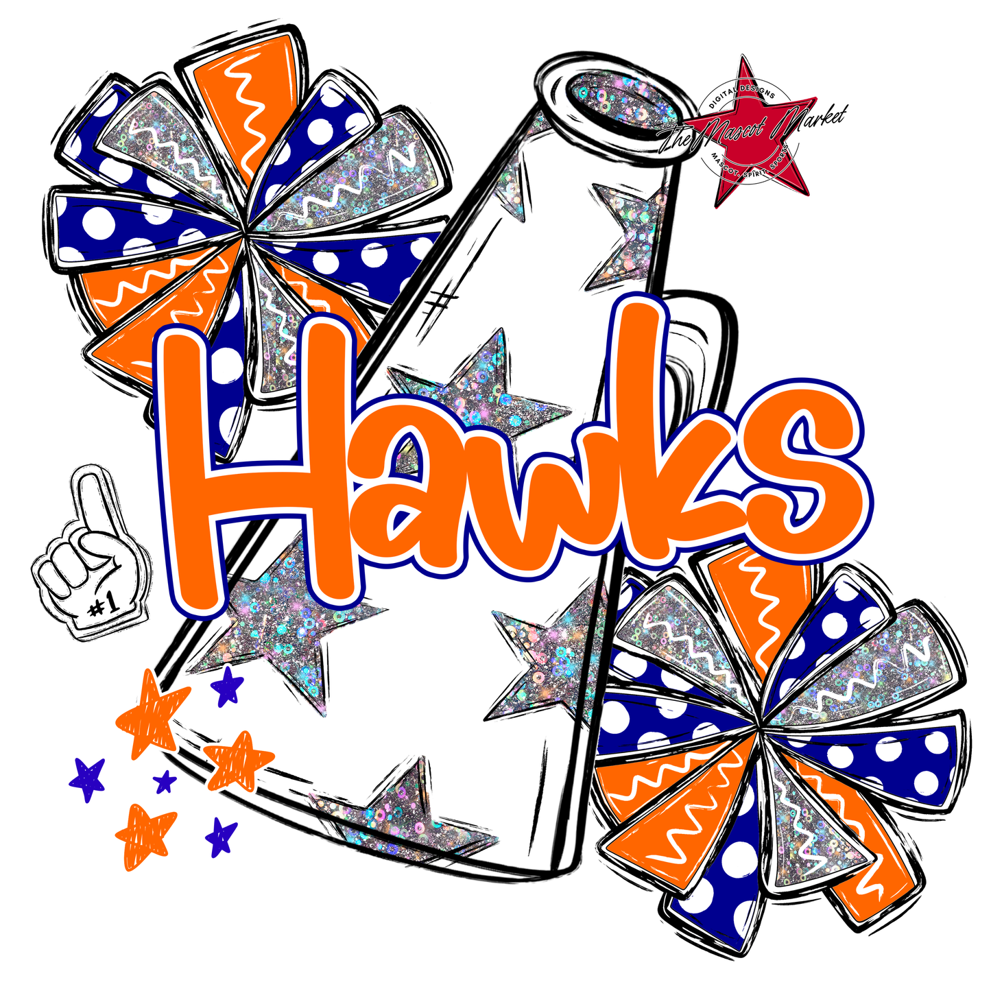 Hawks Alpha Megaphone Design-Blue-Orange