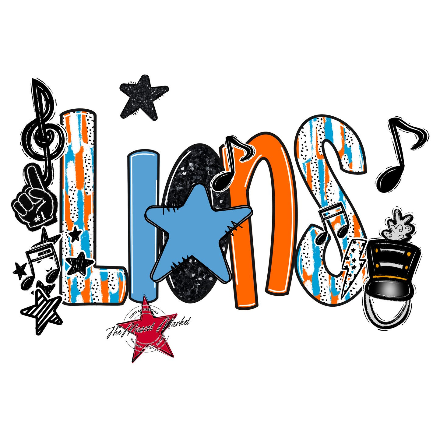 Lions Band Scrape-Carolina Blue-Orange