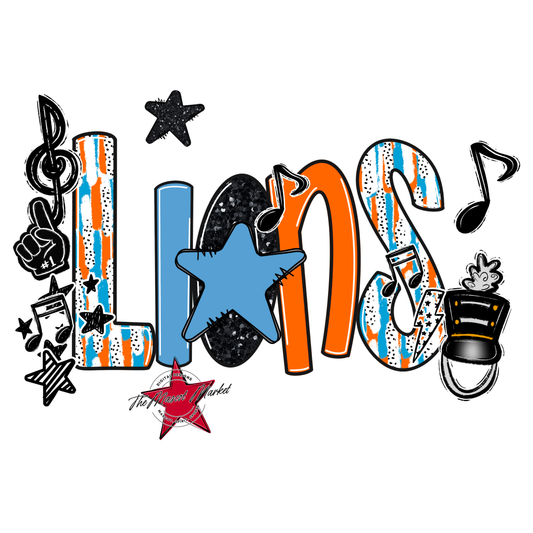 Lions Band Scrape-Carolina Blue-Orange
