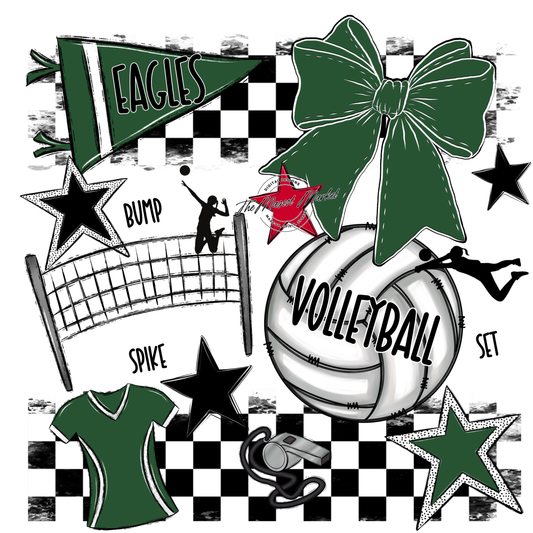 Eagles Volleyball Checkers Design-Green