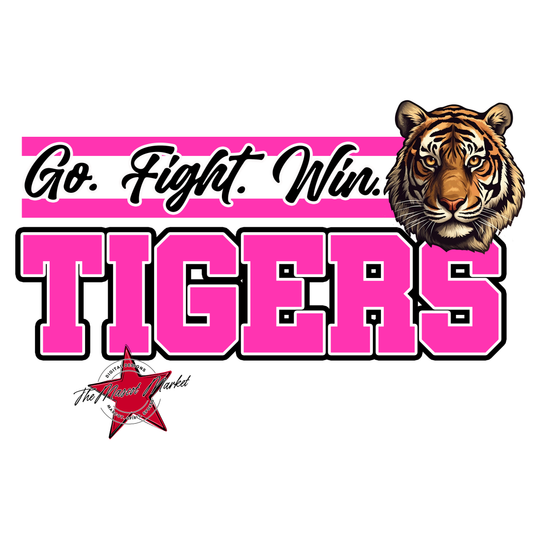 Tigers Go Fight Win Mascot Lines-Pink