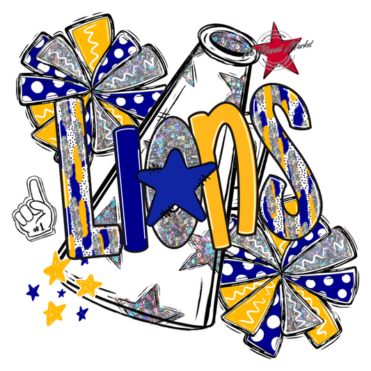 Lions Cheer Megaphone Scrape-Blue-Yellow