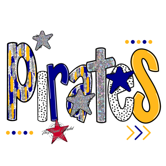 Pirates Brushstroke Alpha w Arrows-Blue-Yellow