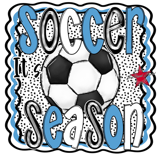 It's Soccer Season Dot Design-Columbia Blue