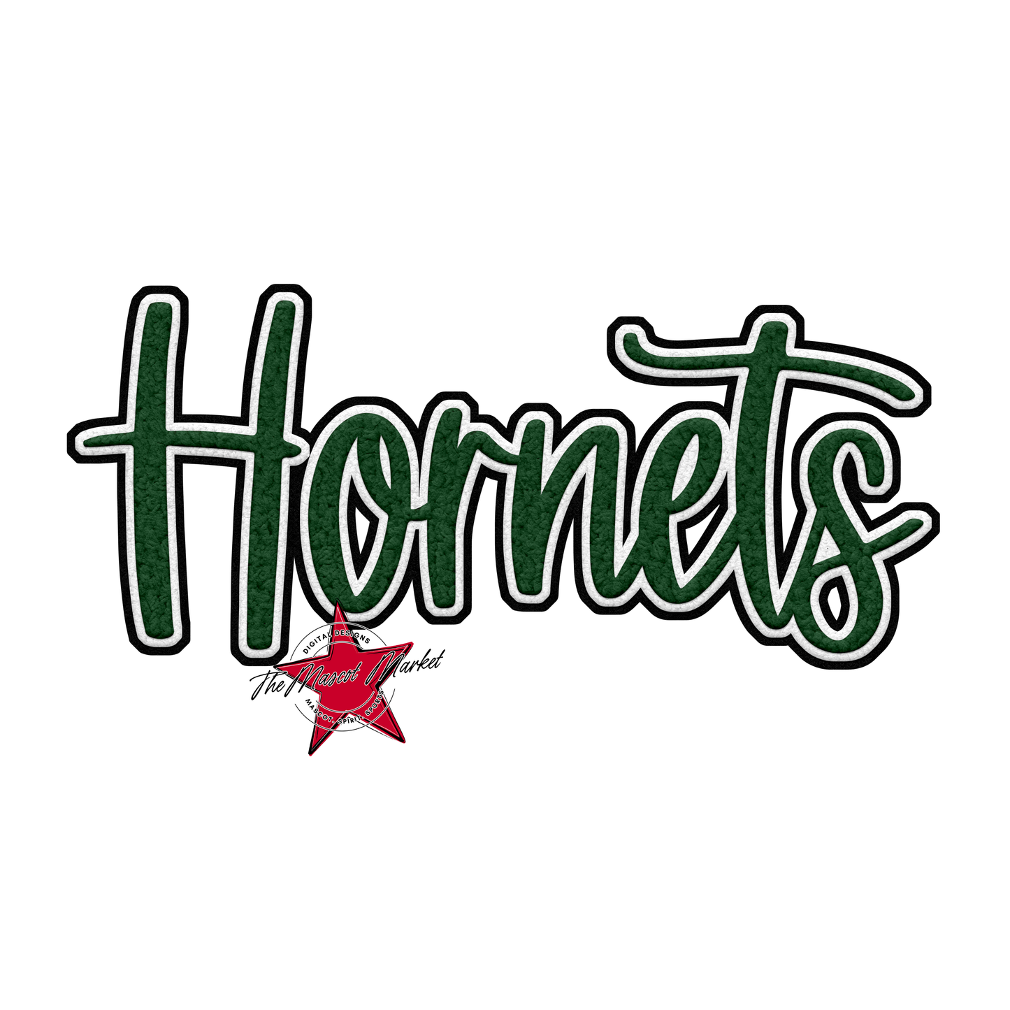 Hornets Faux Chenille Patch-Green