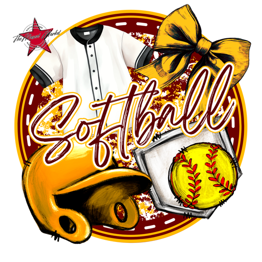Circle Softball Design-Maroon-Yellow