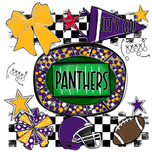 Panthers Checkers Spirit Design-Purple-Yellow