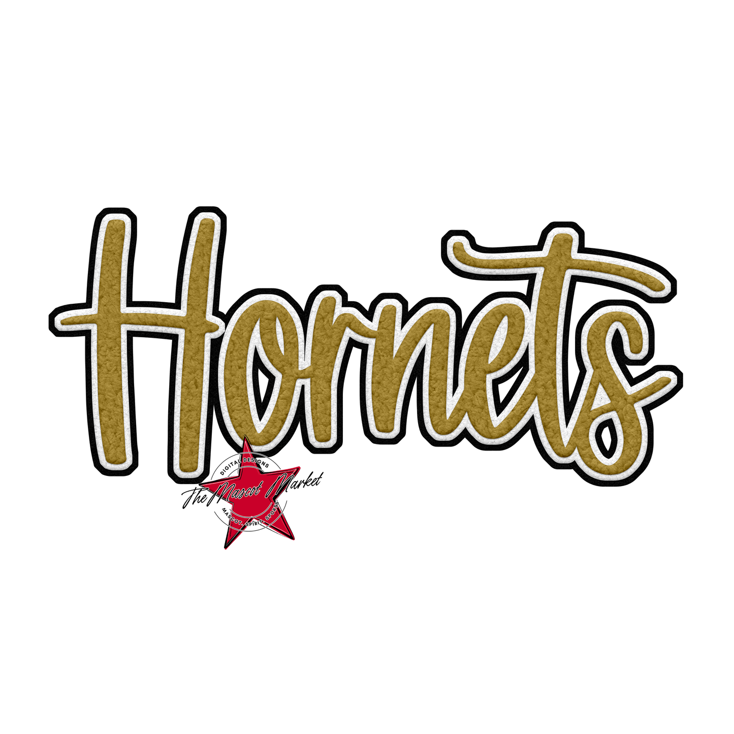 Hornets Faux Chenille Patch-Gold