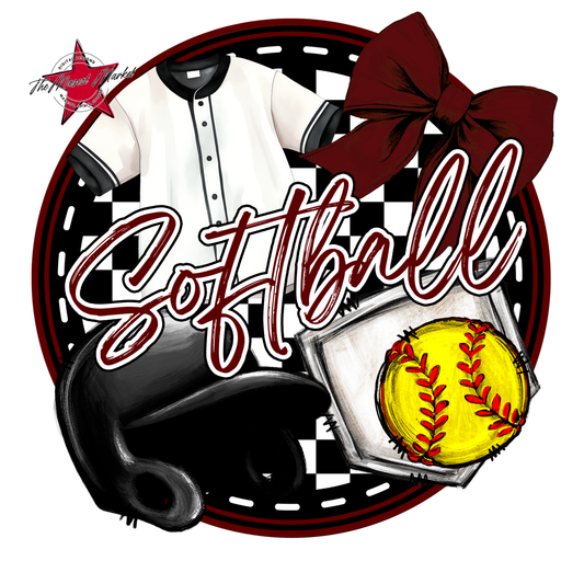 Circle Softball Design-Maroon