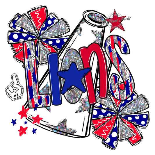 Lions Cheer Megaphone Scrape-Blue-Red