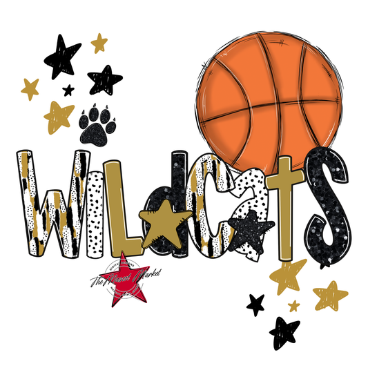 Wildcats Basketball Scrape-Gold