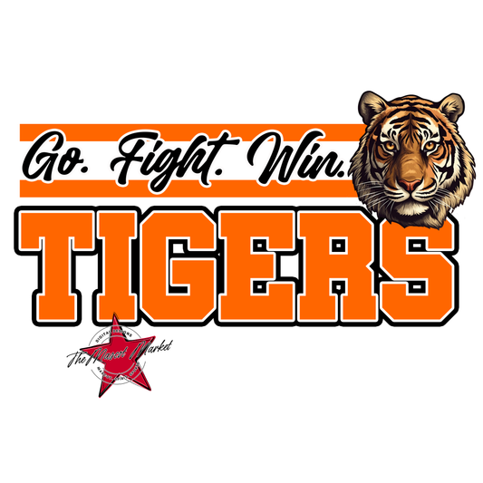 Tigers Go Fight Win Mascot Lines-Orange