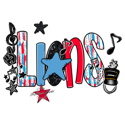 Lions Band Scrape-Carolina Blue-Red