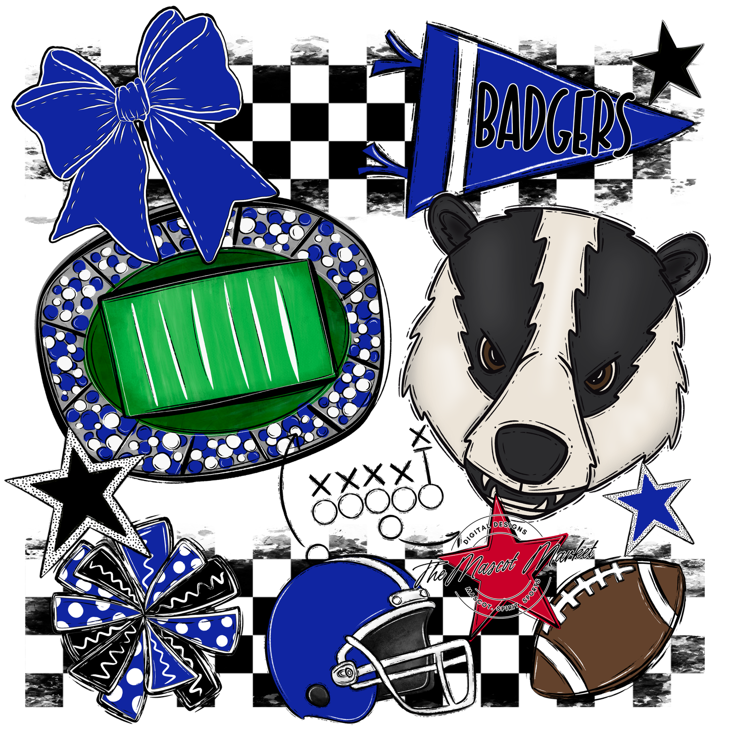 Badgers Mascot Spirit Design-Royal Blue