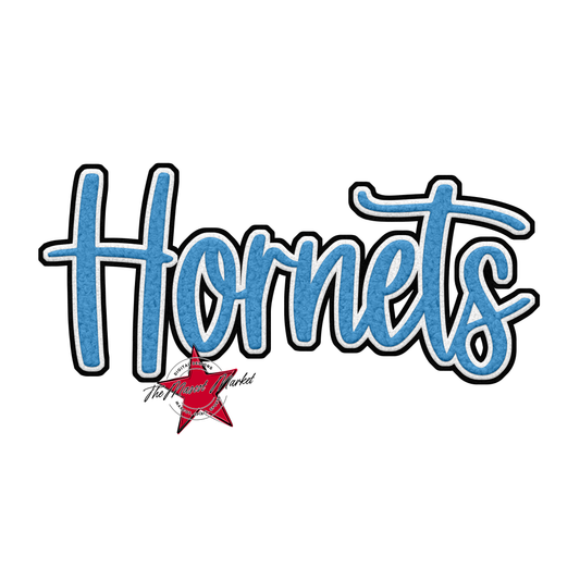 Hornets Faux Chenille Patch-Carolina Blue