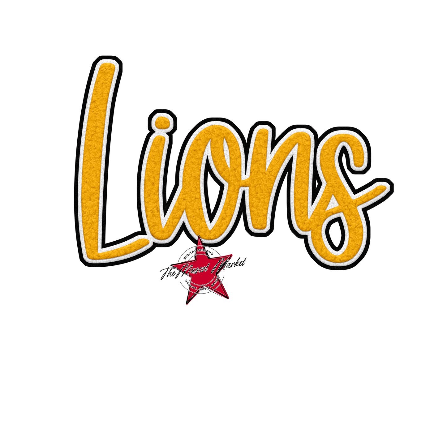 Lions Faux Chenille Patch-Yellow