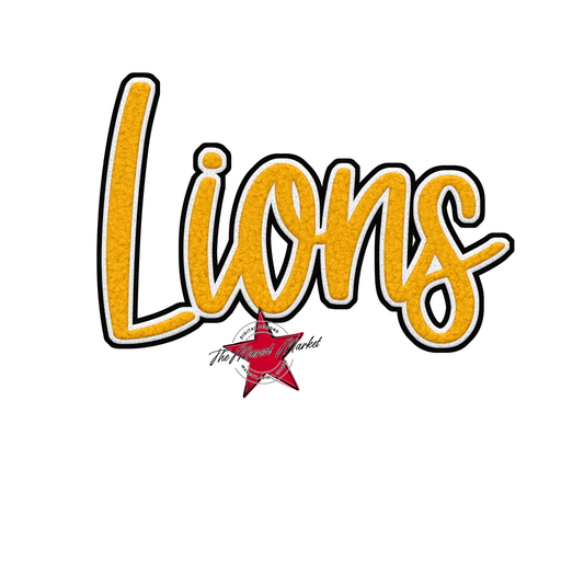 Lions Faux Chenille Patch-Yellow