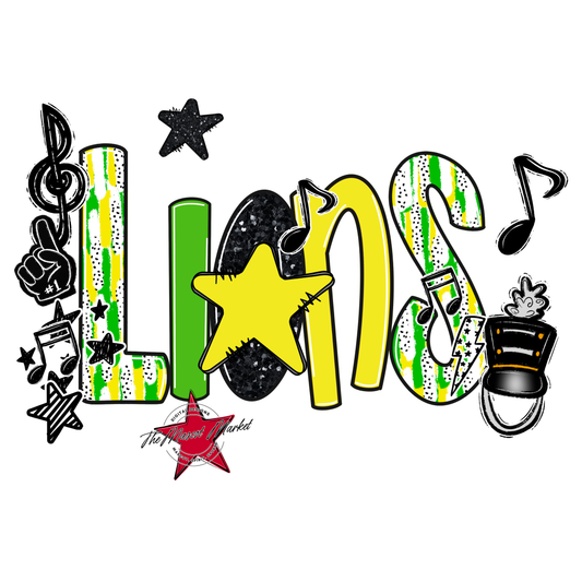 Lions Band Scrape-Bright Green-Bright Yellow