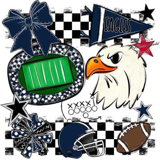 Eagles Checkers Mascot Spirit Design-Navy