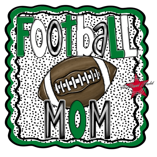 Football Mom Dot Design-Kelly Green