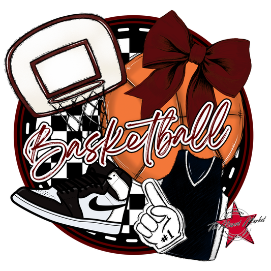 Circle Basketball Design-Maroon