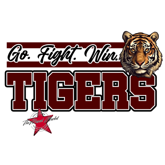 Tigers Go Fight Win Mascot Lines-Maroon