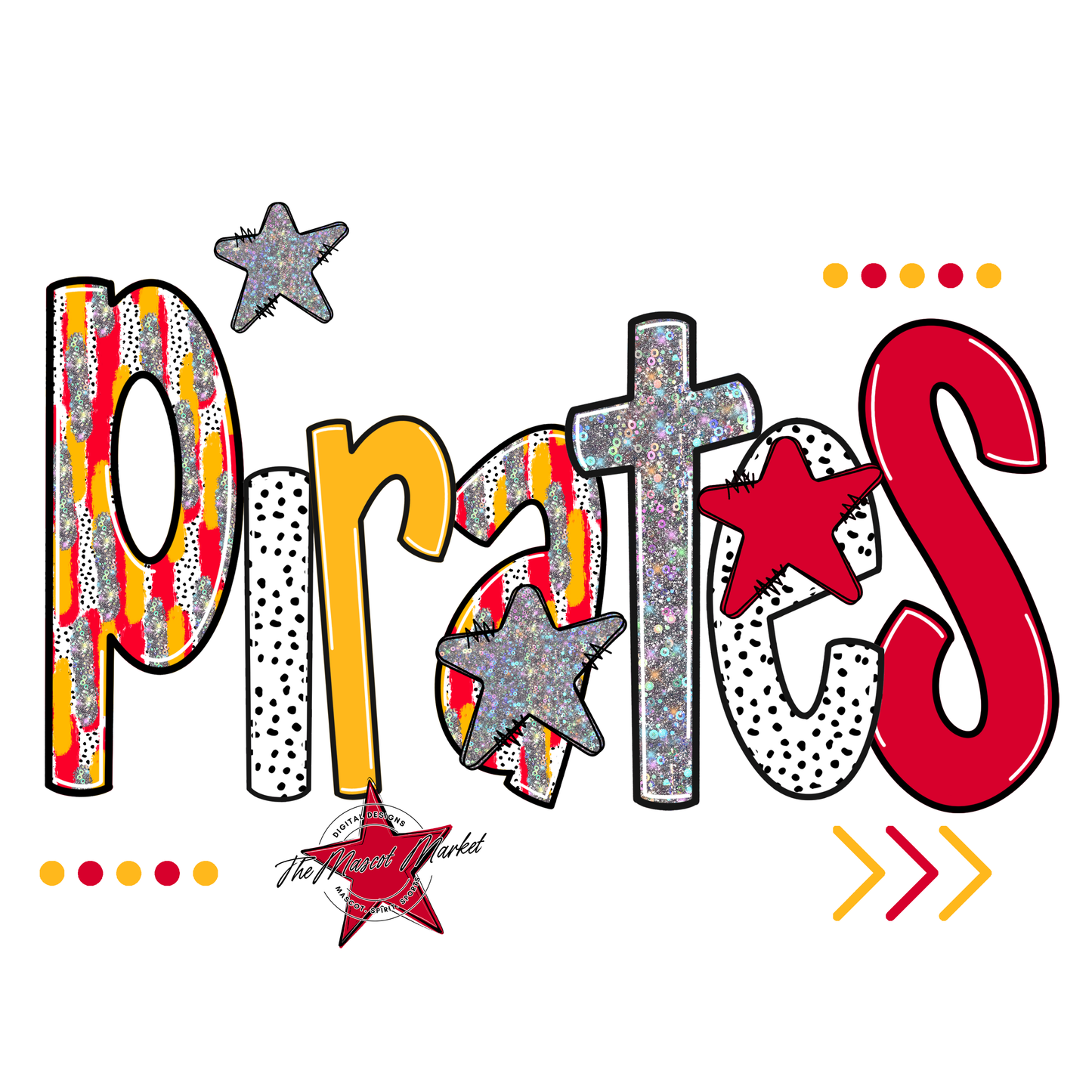 Pirates Brushstroke Alpha w Arrows-Red-Yellow