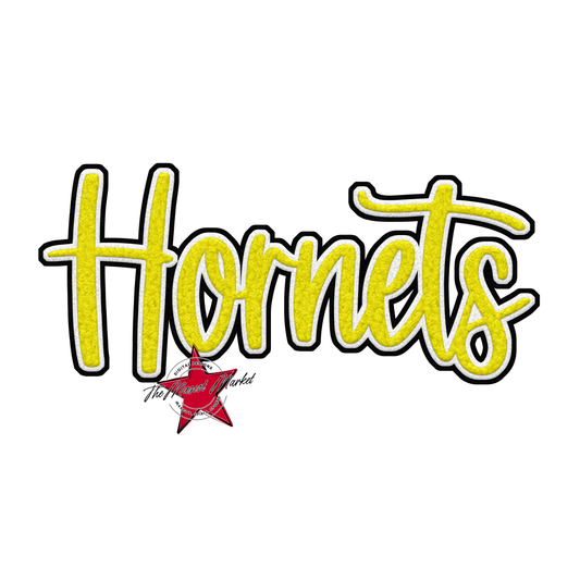 Hornets Faux Chenille Patch-Bright Yellow