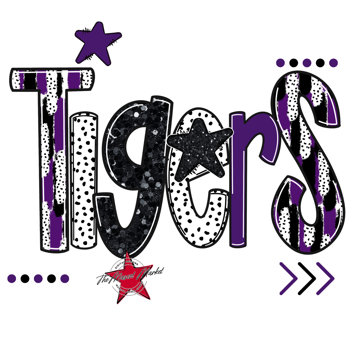 Tigers Brushstroke Alpha w Arrows-Purple