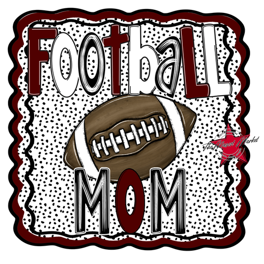 Football Mom Dot Design-Maroon