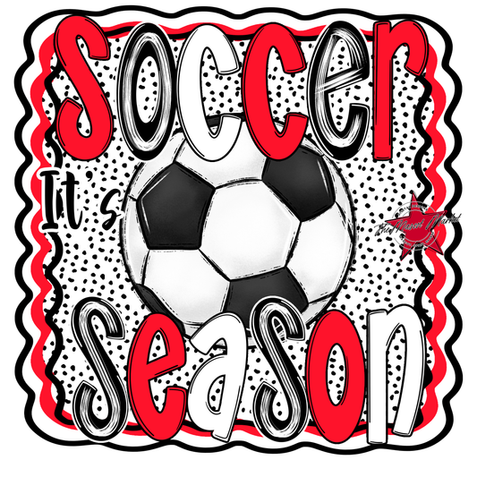 It's Soccer Season Dot Design-Bright Red