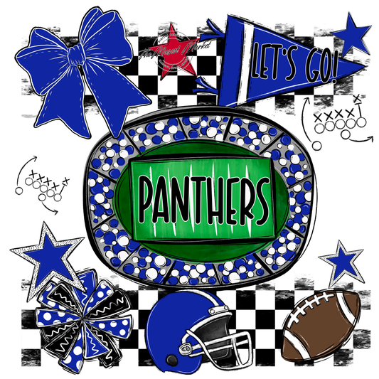 Panthers Checkers Spirit Design-Royal Blue