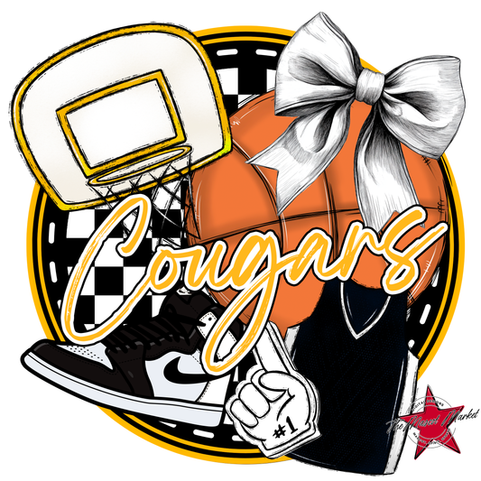 Cougars Circle Basketball Design-Yellow