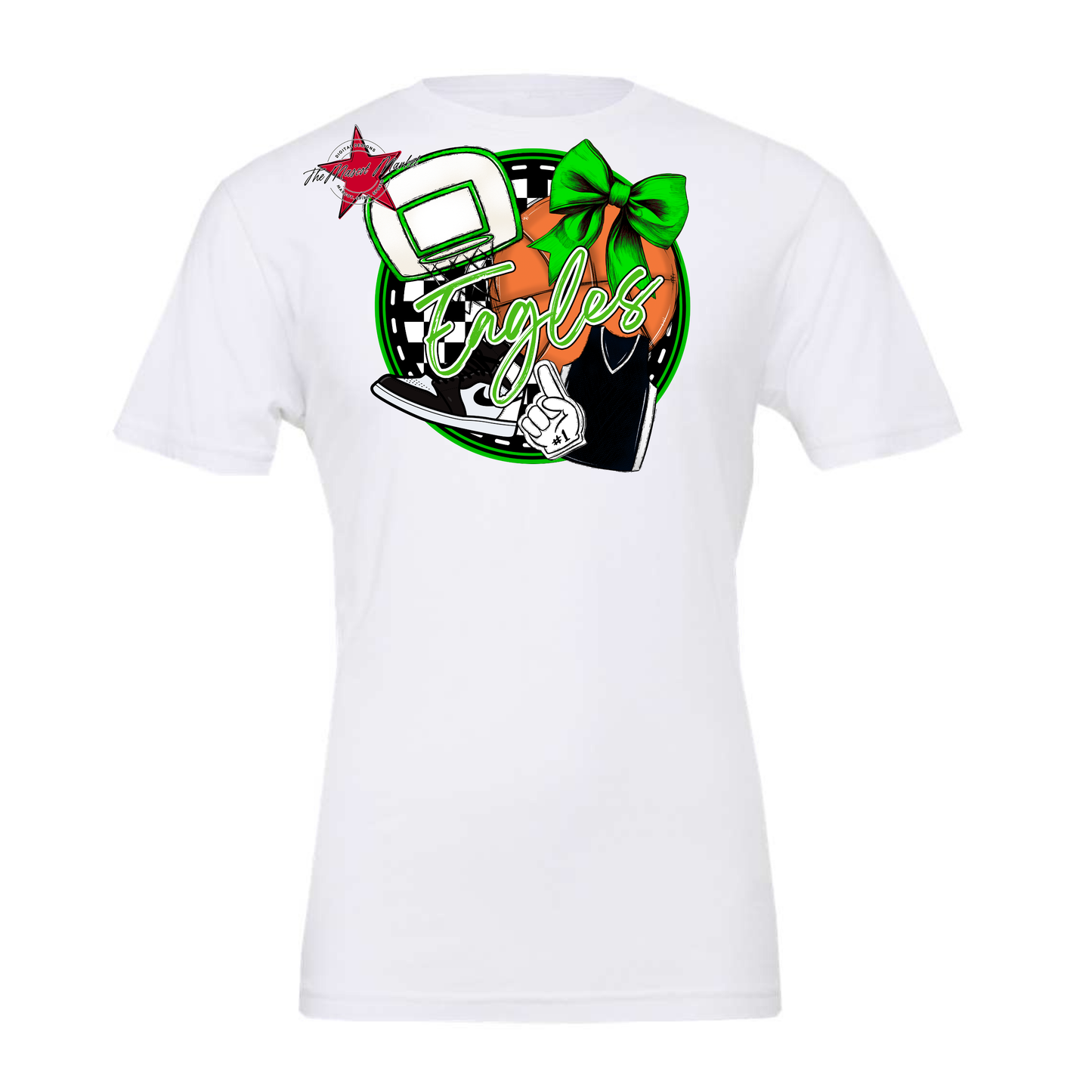 Eagles Circle Basketball Design-Bright Green