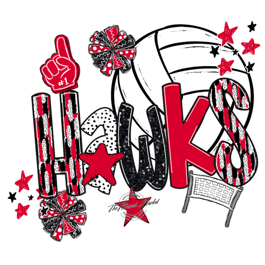Hawks Volleyball Scrape-Red