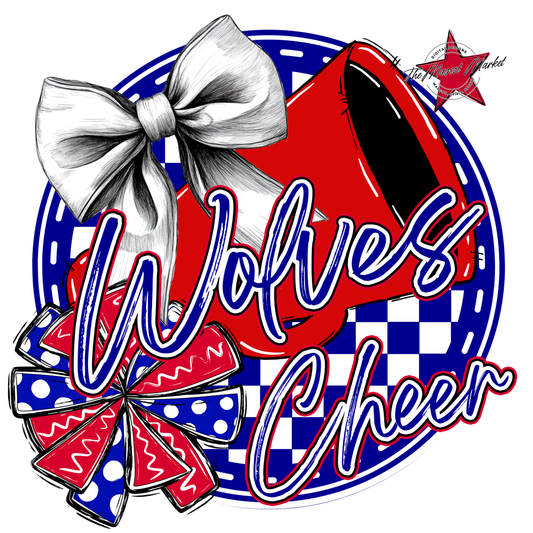 Wolves Circle Cheer Design-Blue-Red
