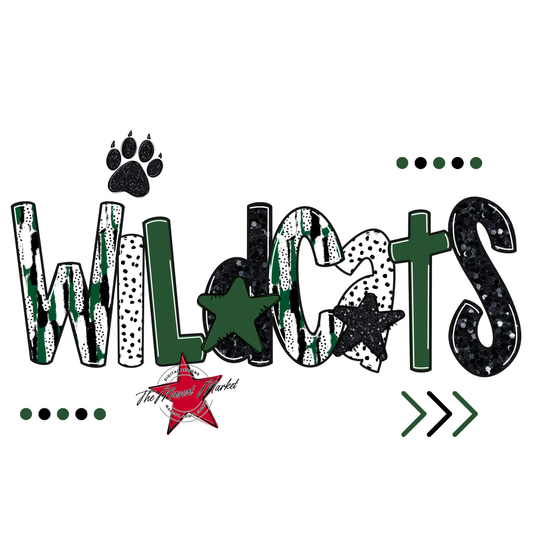 Wildcats Brushstroke Alpha w Arrows-Green