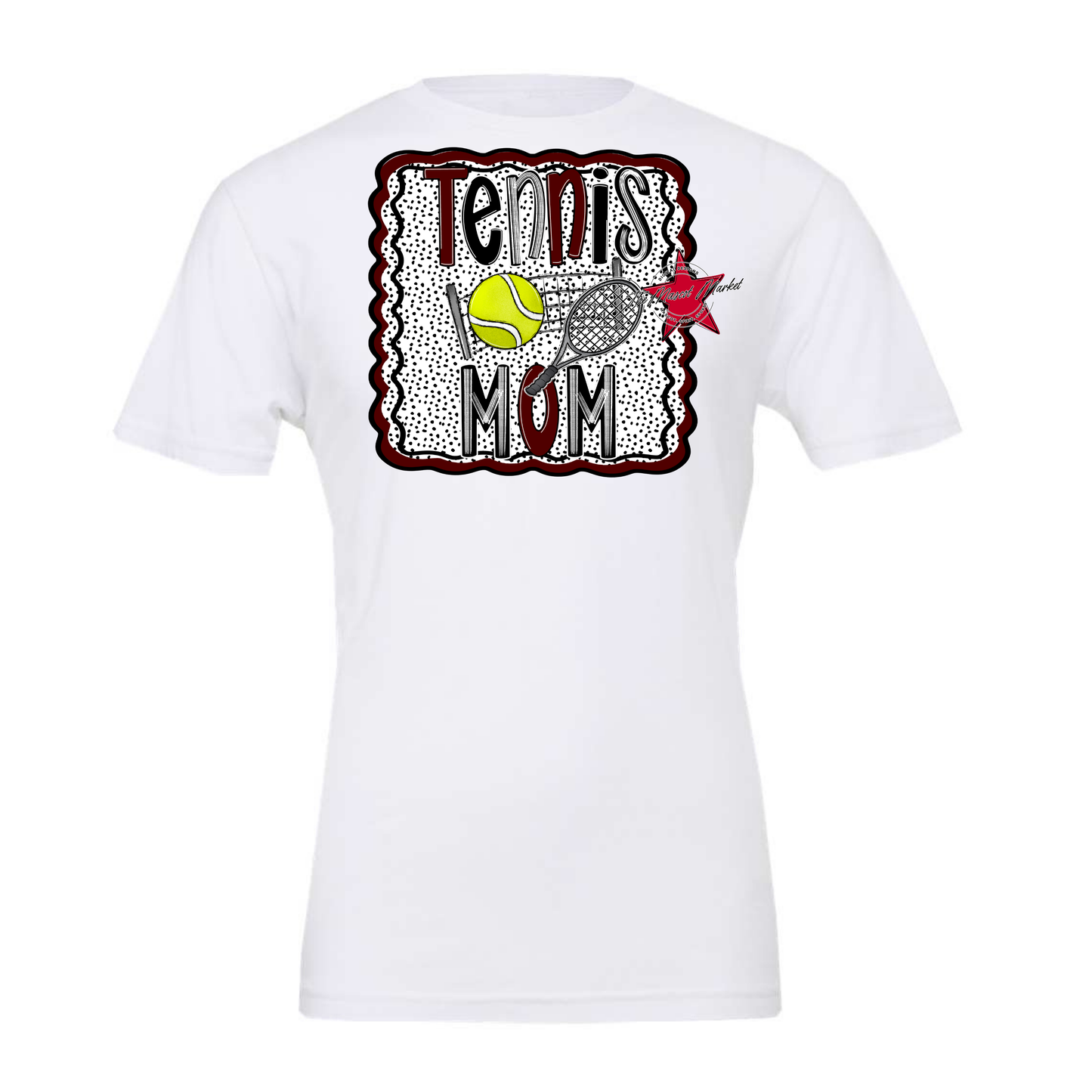 Tennis Mom Dot Design-Maroon