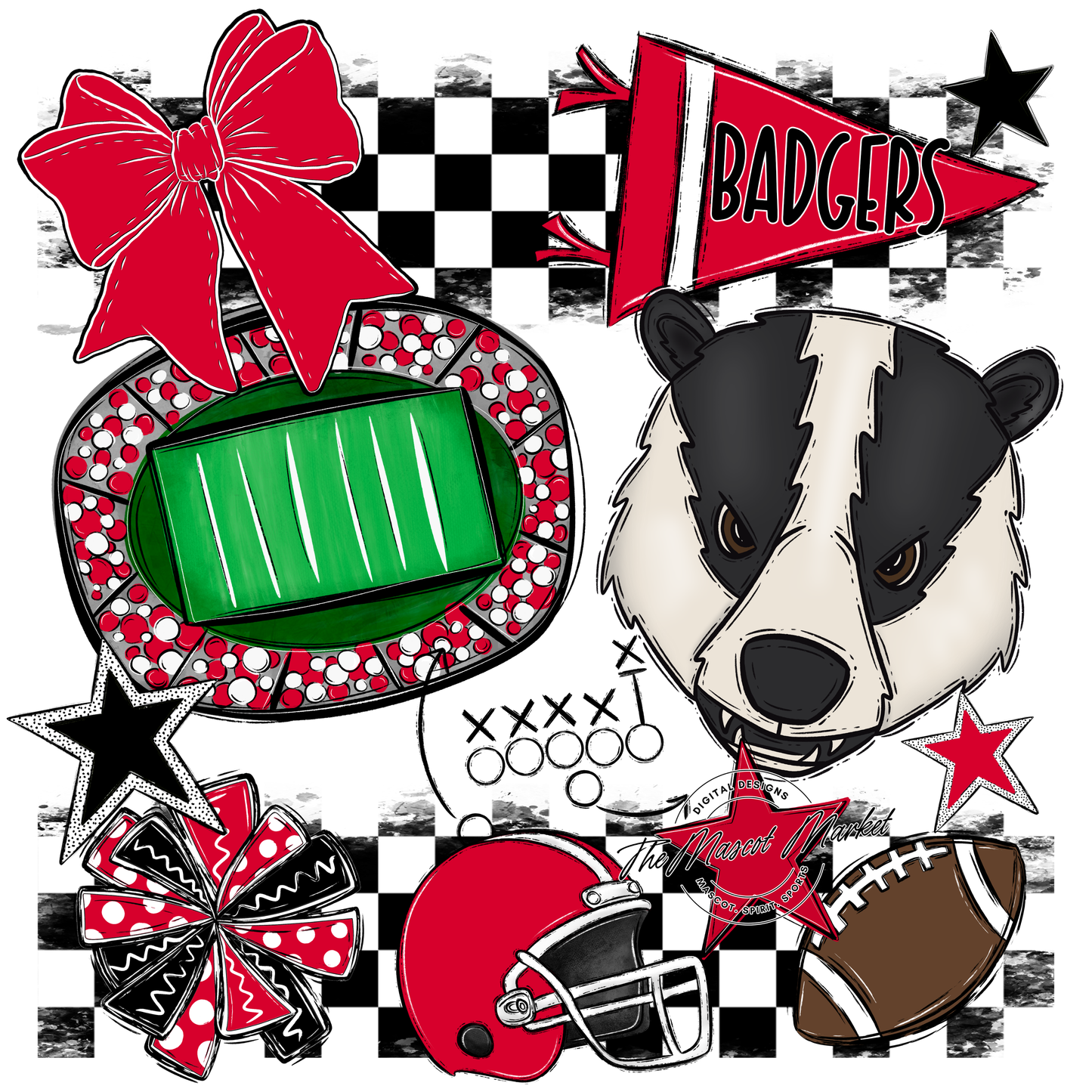 Badgers Mascot Spirit Design-Red