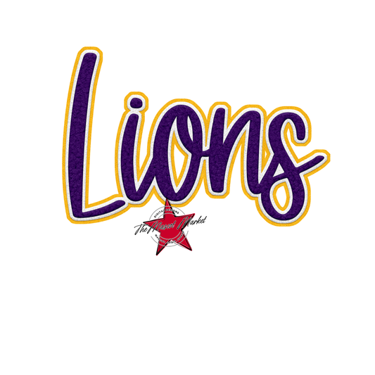 Lions Faux Chenille Patch-Purple-Yellow