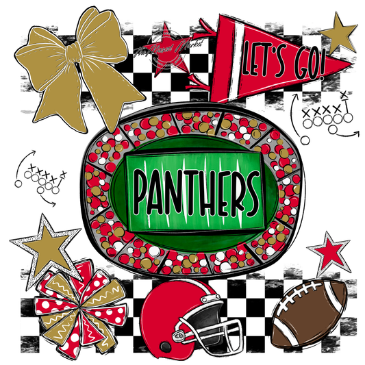 Panthers Checkers Spirit Design-Red-Gold