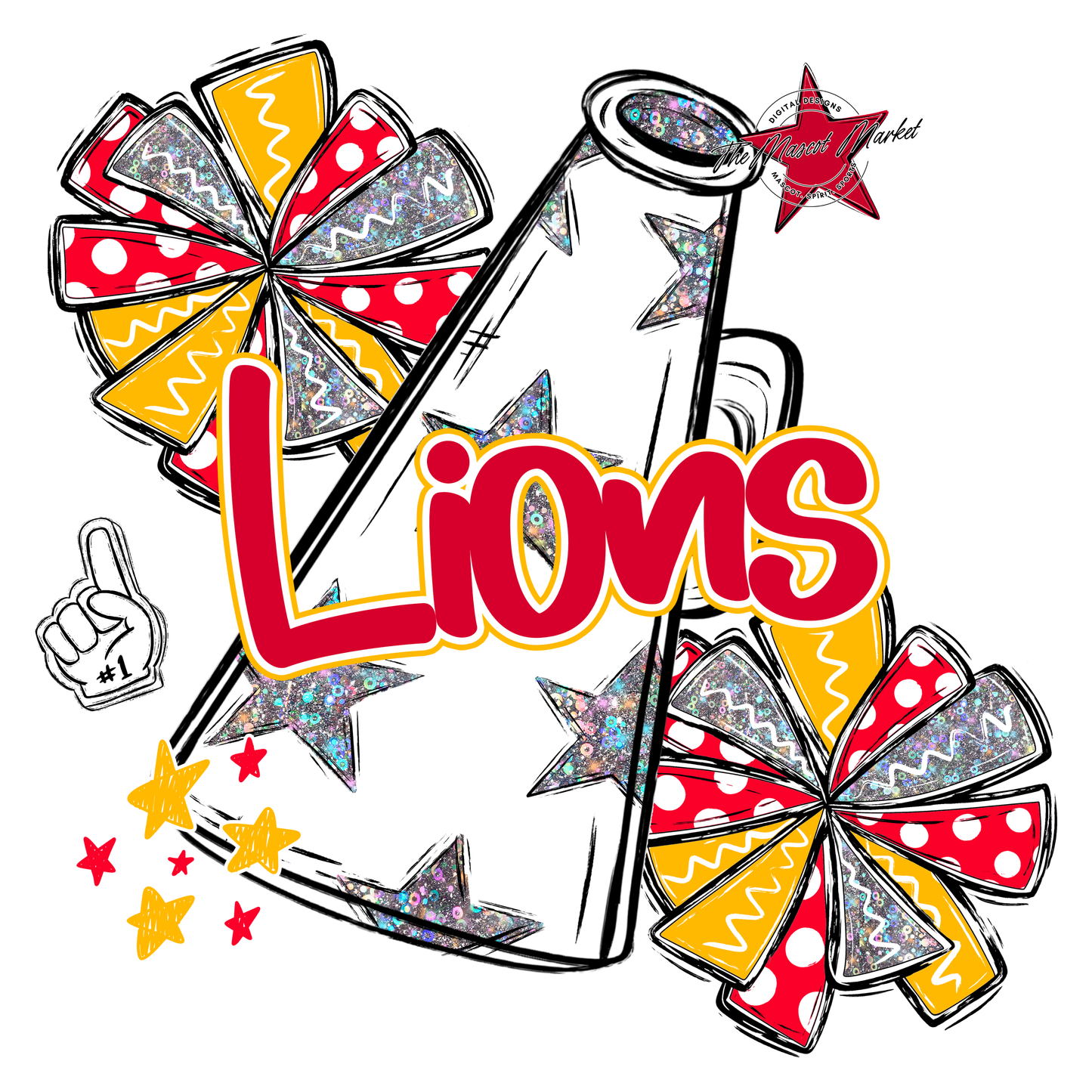 Lions Alpha Megaphone Design-Red-Yellow