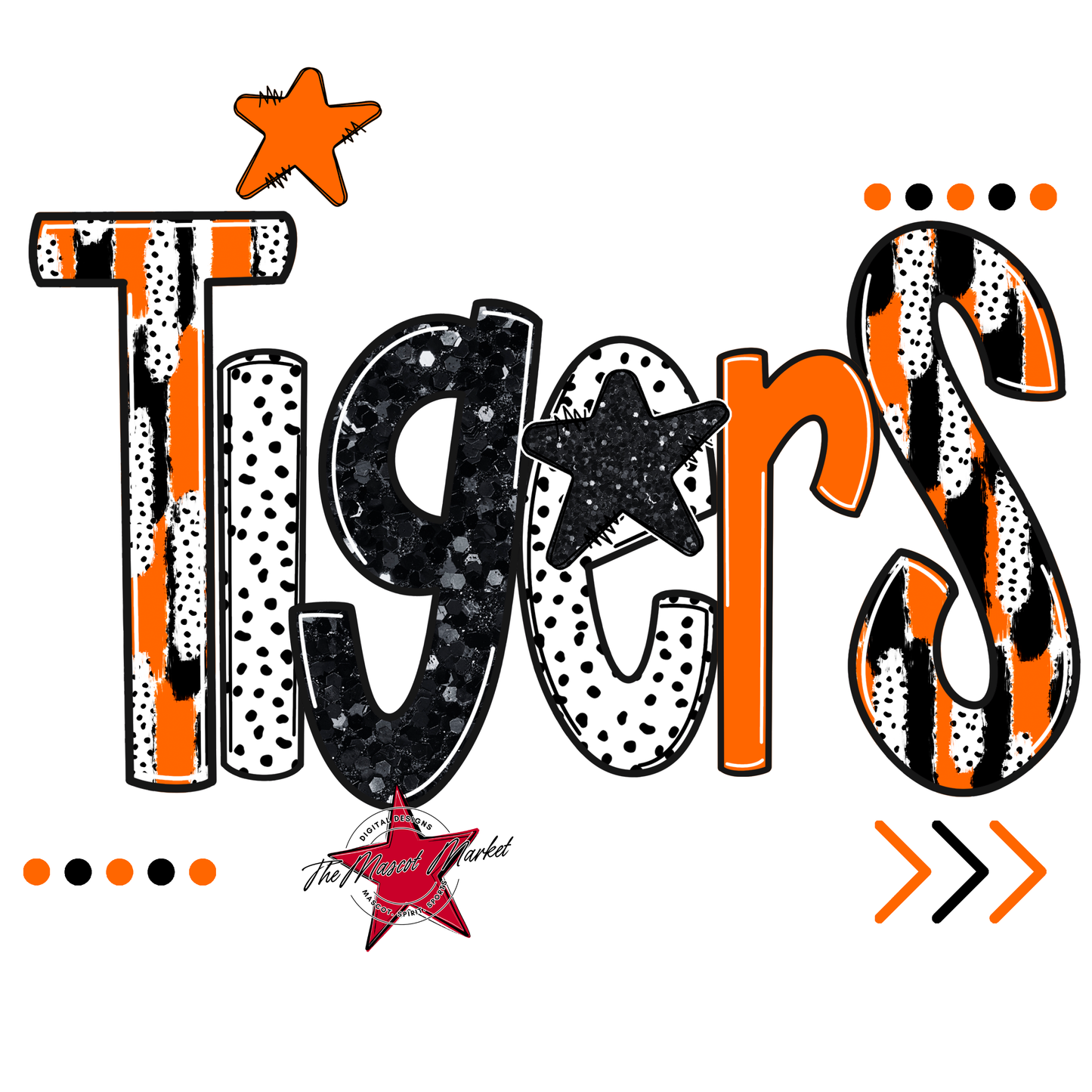 Tigers Brushstroke Alpha w Arrows-Orange
