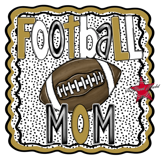 Football Mom Dot Design-Gold