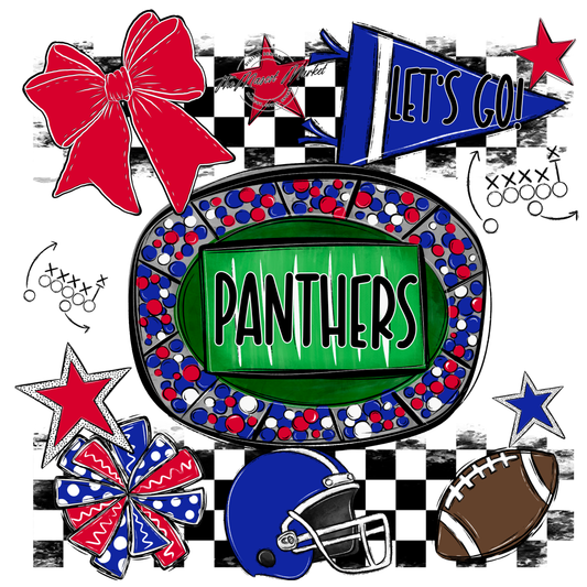 Panthers Checkers Spirit Design-Royal Blue-Red
