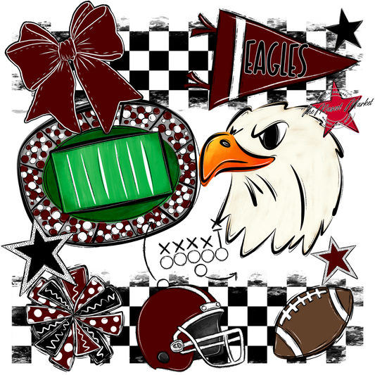Eagles Checkers Mascot Spirit Design-Maroon