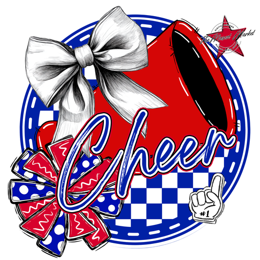 Cheer Circle Design-Royal Blue-Red