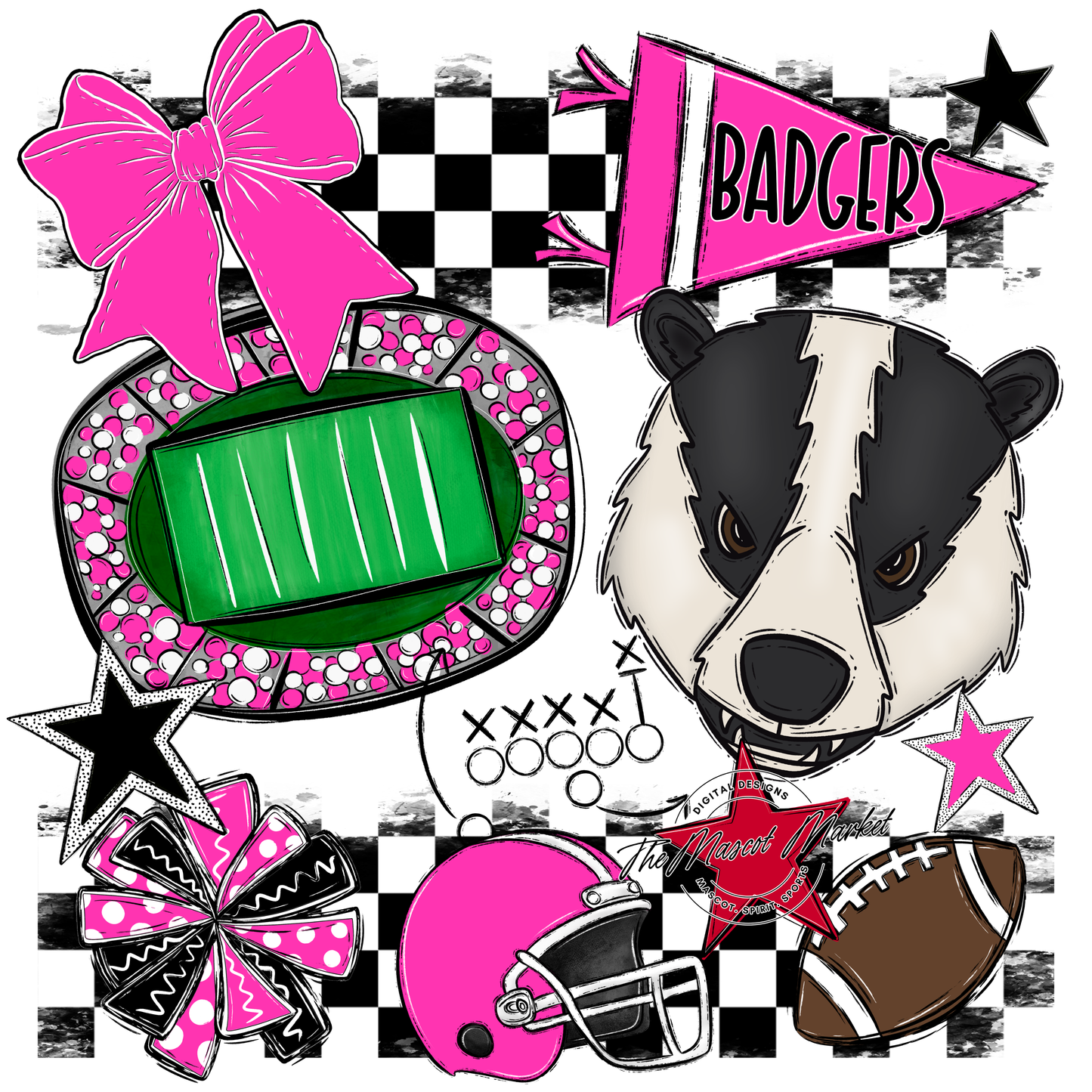 Badgers Mascot Spirit Design-Pink